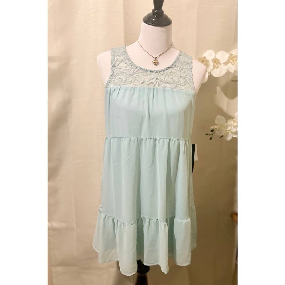 As U Wish Junior's Lace Babydoll Dress Light Blue - Picture 4 of 6